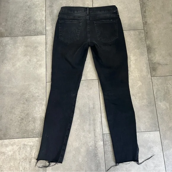 Mother the looker zip wait until dark black skinny jeans 27